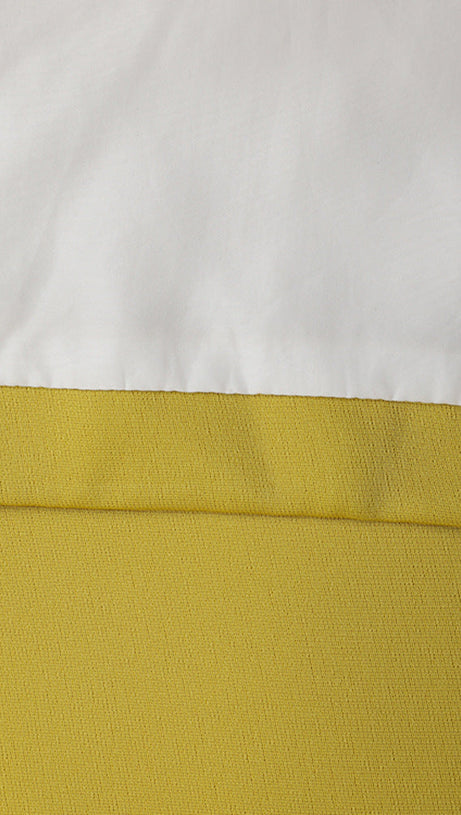 ARLENE YELLOW LONG SLEEVED CUT OUT SILK TAFFETA MIDI DRESS