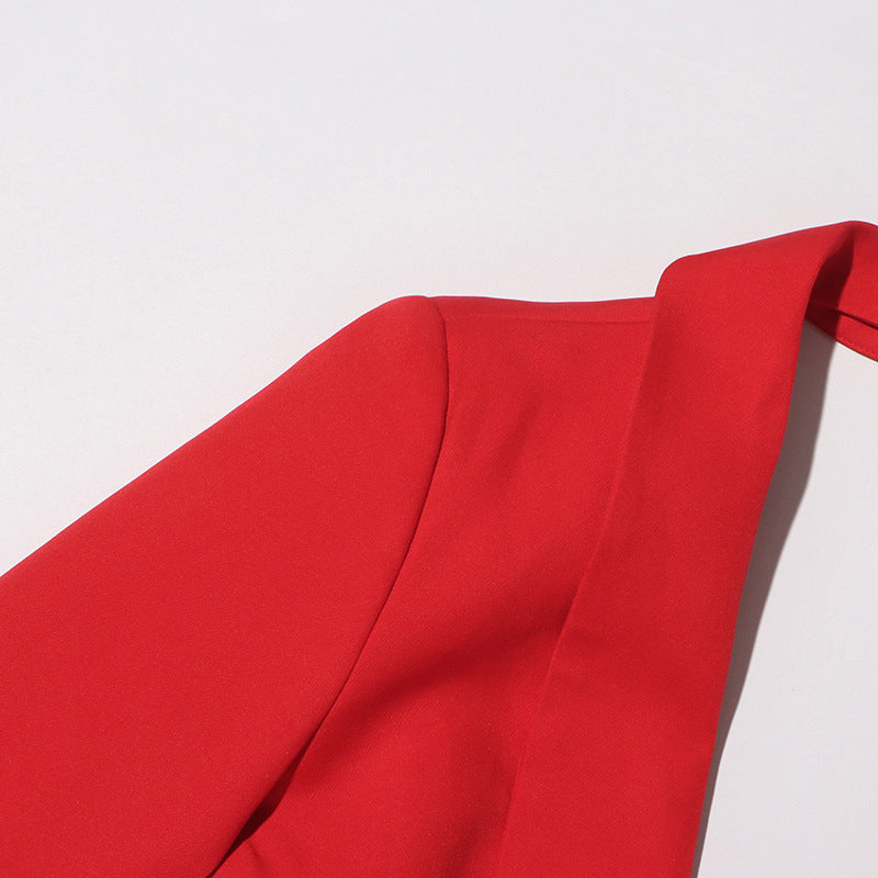 ELAINE DACRE BLAZER MIT RÜCKENAUSSCHNITT UND BLUMEN IN ROT