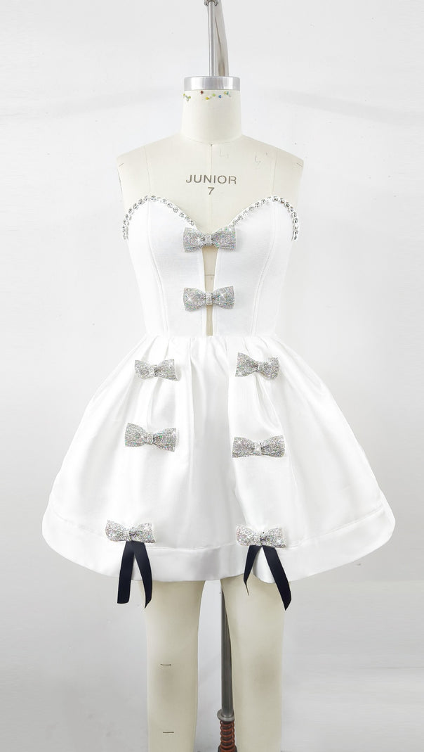 AIIZIE BOW DIAMOND BIRTHDAY EVENING MINI DRESS - product image