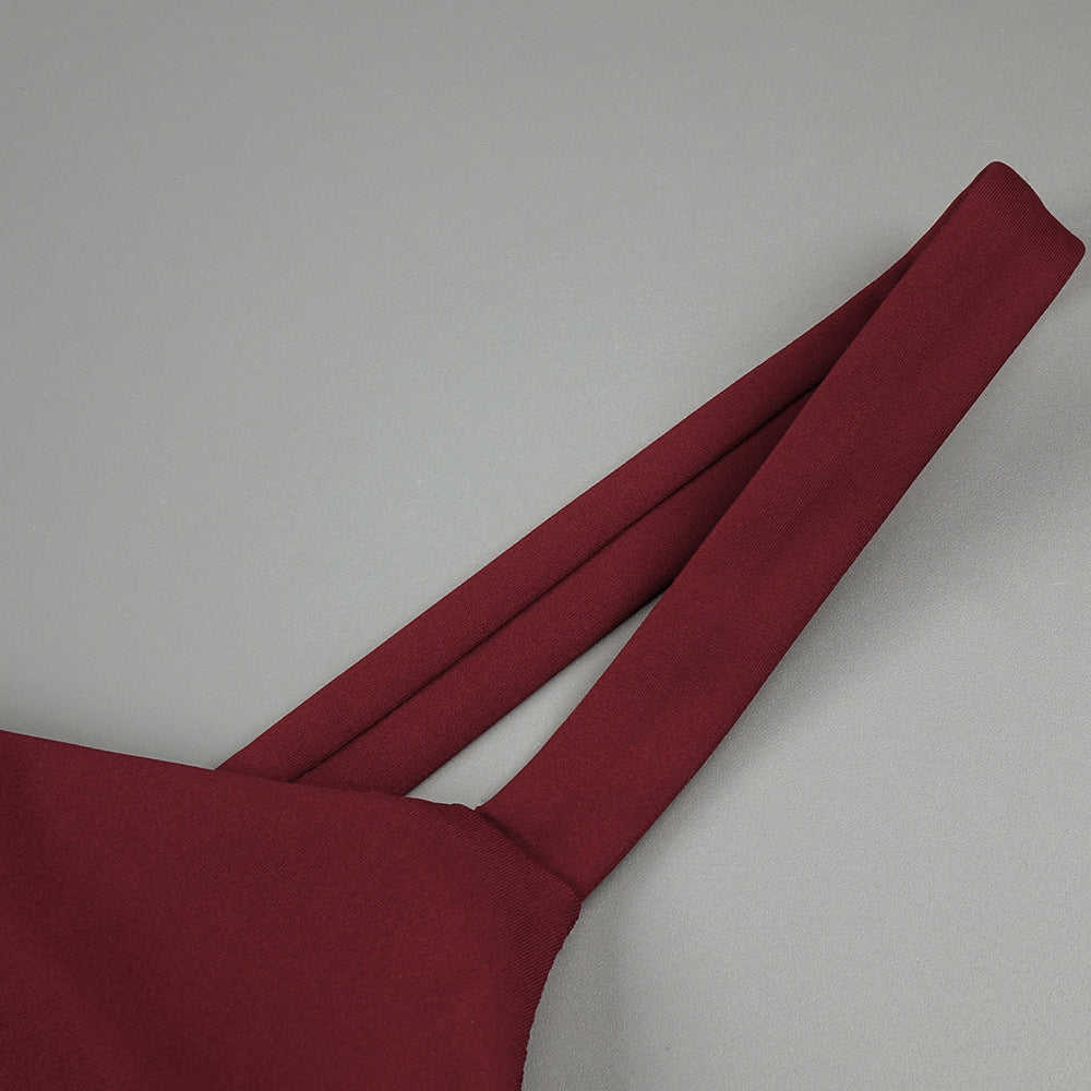 AIIZIE SHEER KNIT CURVE MAXI DRESS IN MERLOT - product image
