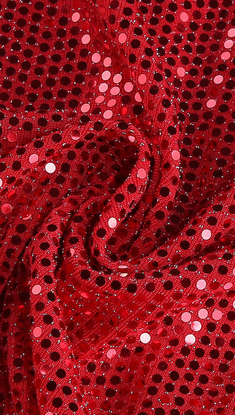 FLOWER EMBELLISHED CUTOUT SEQUIN MAXI DRESS IN RED