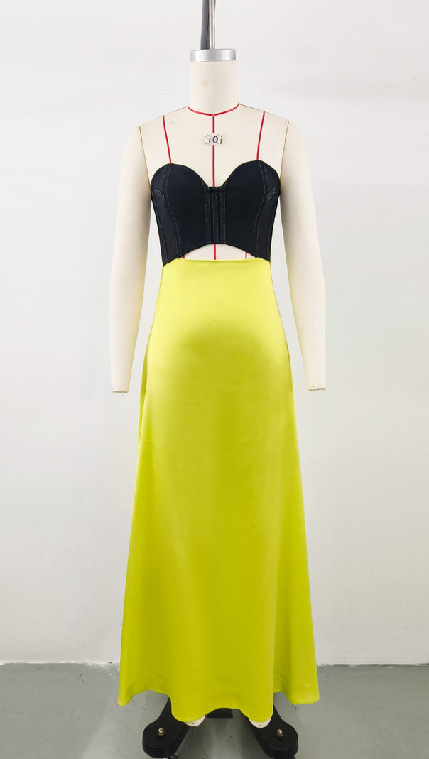 AIIZIE BLACK AND YELLOW COLOR - BLOCKED MAXI DRESS - product image