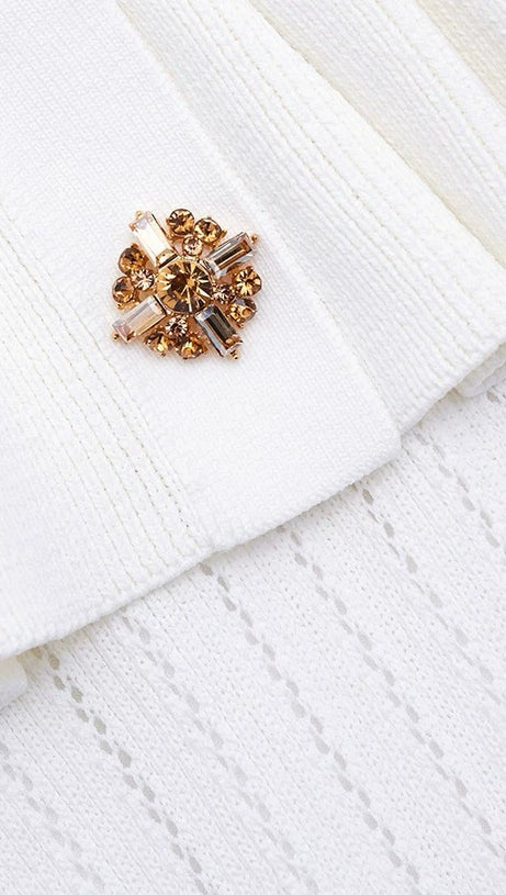 URSULA WHITE KNIT PEPLUM MINI DRESS