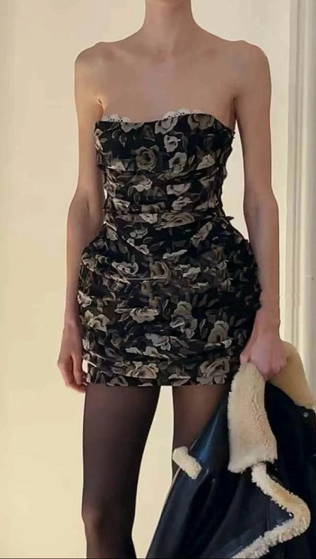 Georgia – Minikleid mit Retro-Blumenmuster und Tube-Top