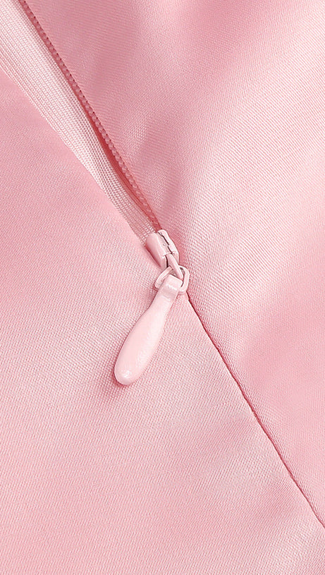 ANDREA MESH FLOWER ONE SHOULDER MIDI DRESS IN PINK