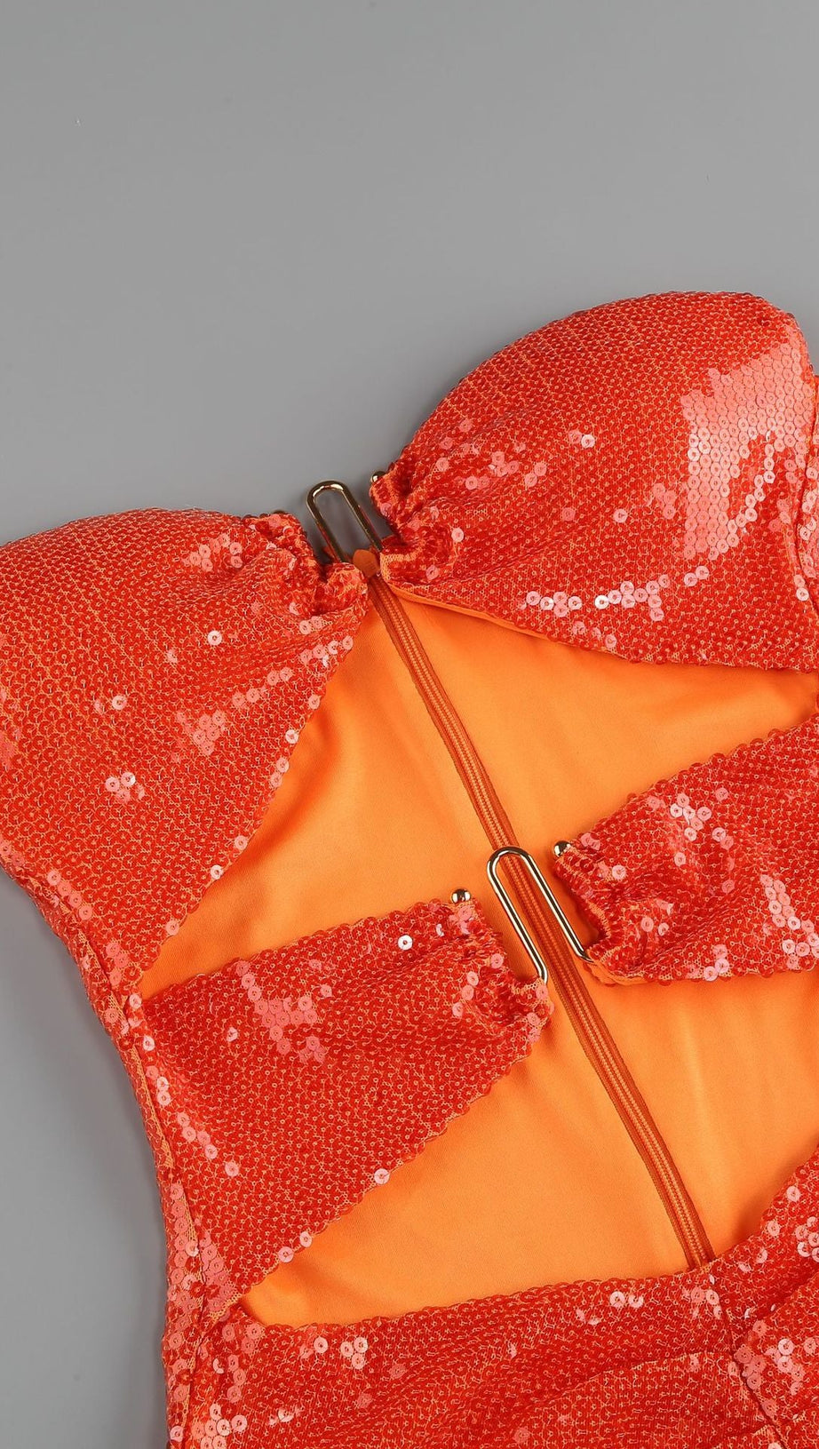 STRAPLESS MIDI DRESS WITH GOLD HARDWARE CUT-DETAIL