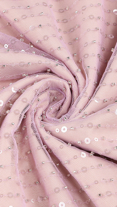 SEQUIN GLITTERING MAXI DRESS IN PALE PURPLE