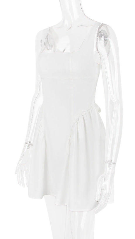 BACKLESS BOW MINI DRESS IN IVORY
