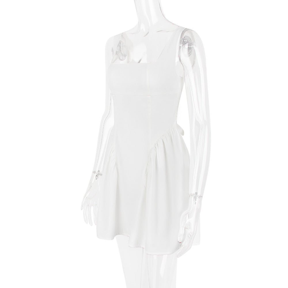 AIIZIE BACKLESS BOW MINI DRESS IN IVORY - product image