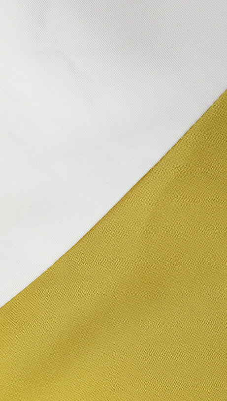 ARLENE YELLOW LONG SLEEVED CUT OUT SILK TAFFETA MIDI DRESS