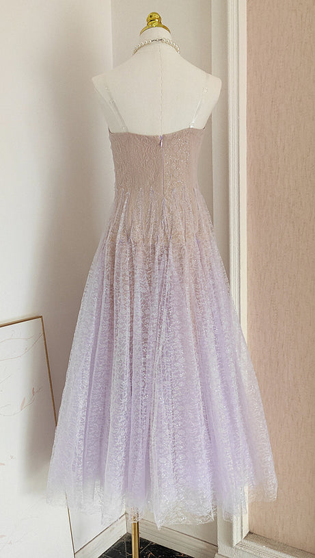 CAROL DRAPED LACE MAXI DRESS IN VIOLET
