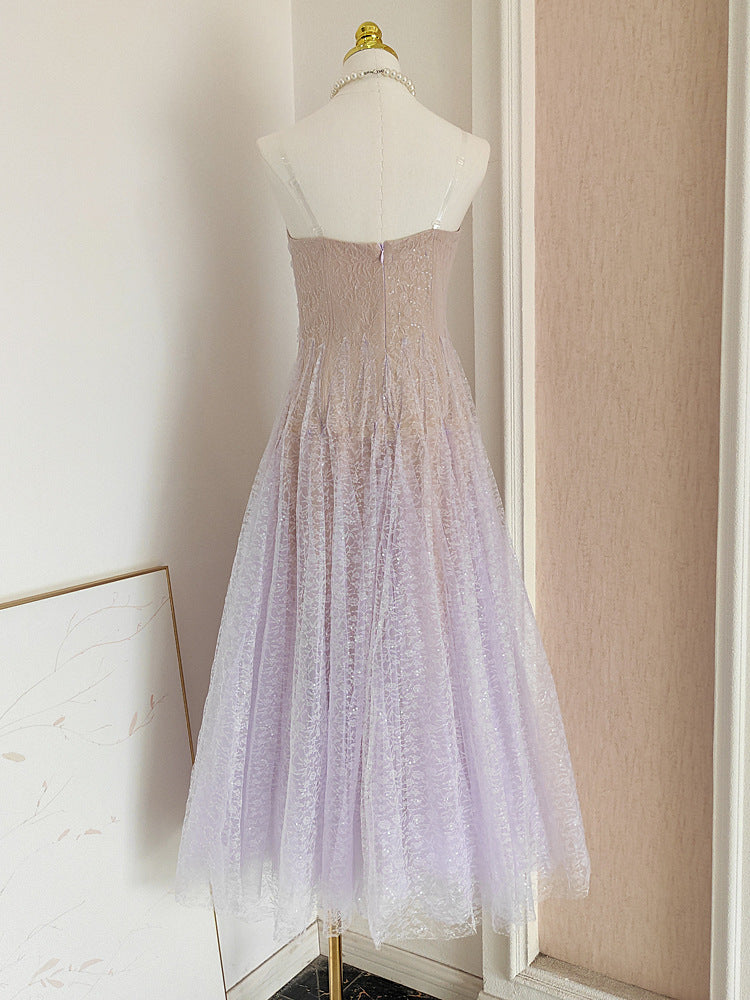 AIIZIE CAROL DRAPED LACE MAXI DRESS IN VIOLET - product image
