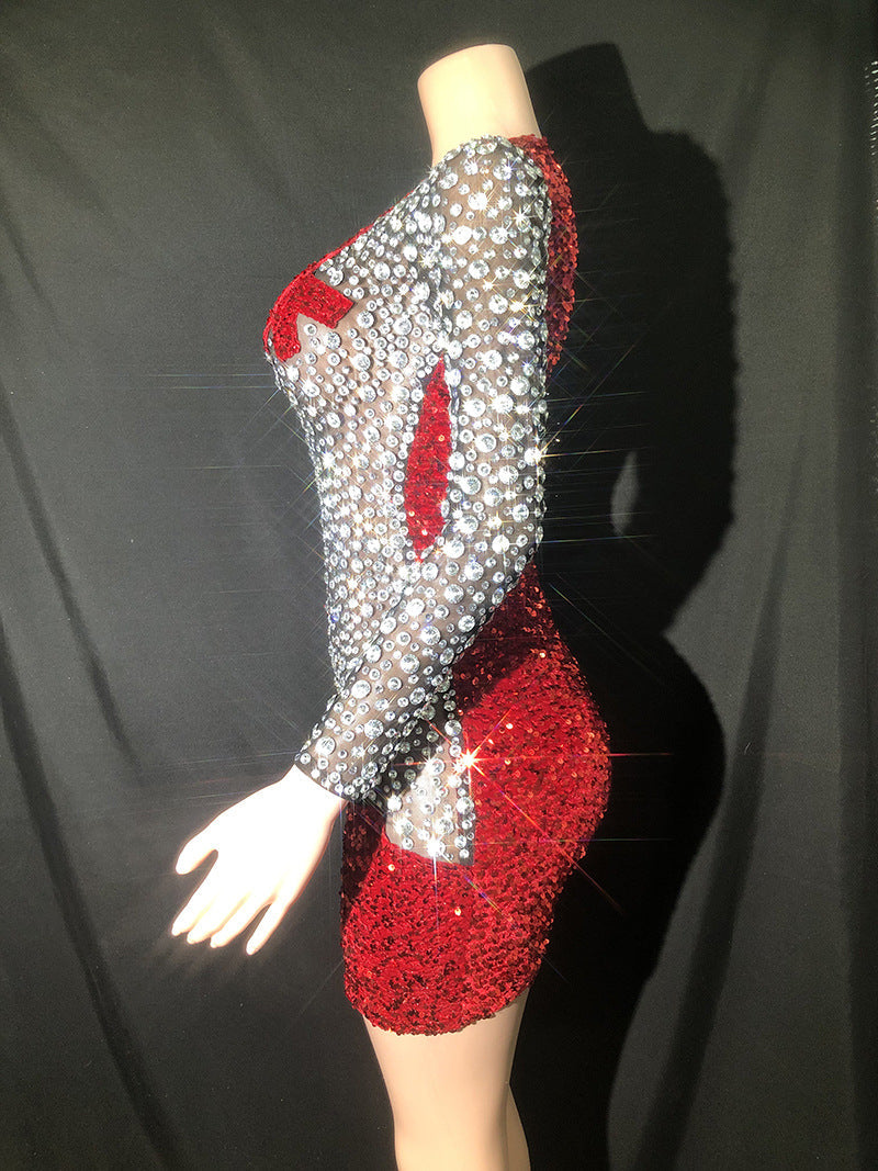 AIIZIE SEQUIN RHINESTONE PATCHWORK DRESS - product image