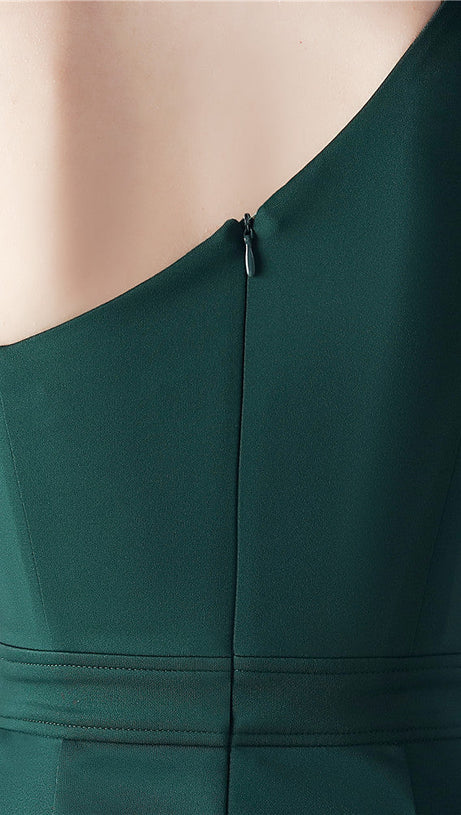 DEBBY GREEN ONE SHOULDER FLOWER CUT OUT SLIT MAXI DRESS