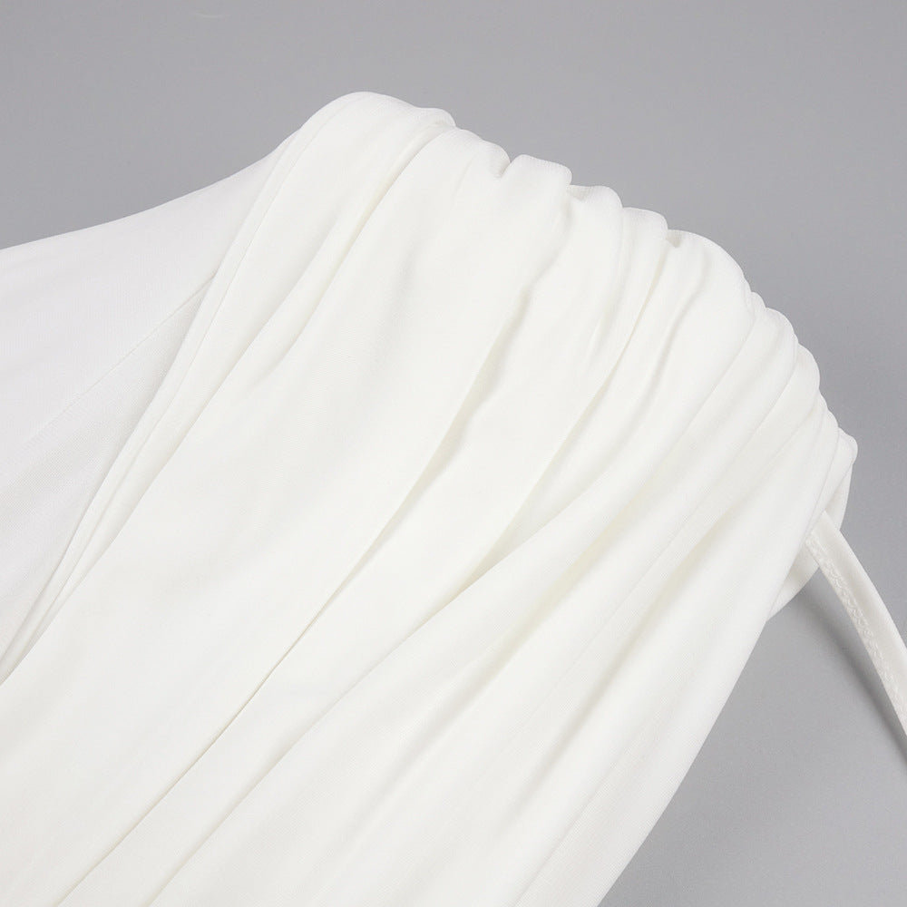 AIIZIE LONG SLEEVE DRAPED COWL NECK MAXI DRESS IN WHITE - product image