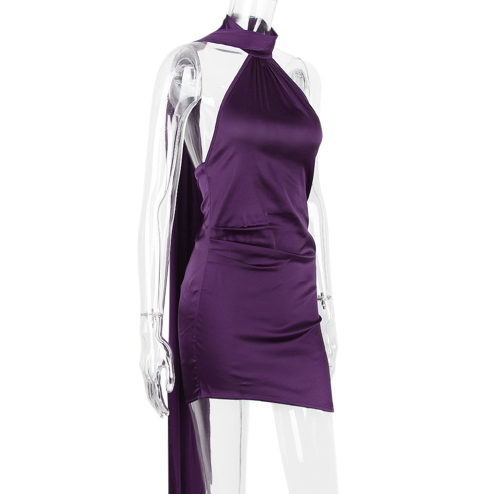 AIIZIE WRAP NECK DRESS IN NIGHT SHADE - product image