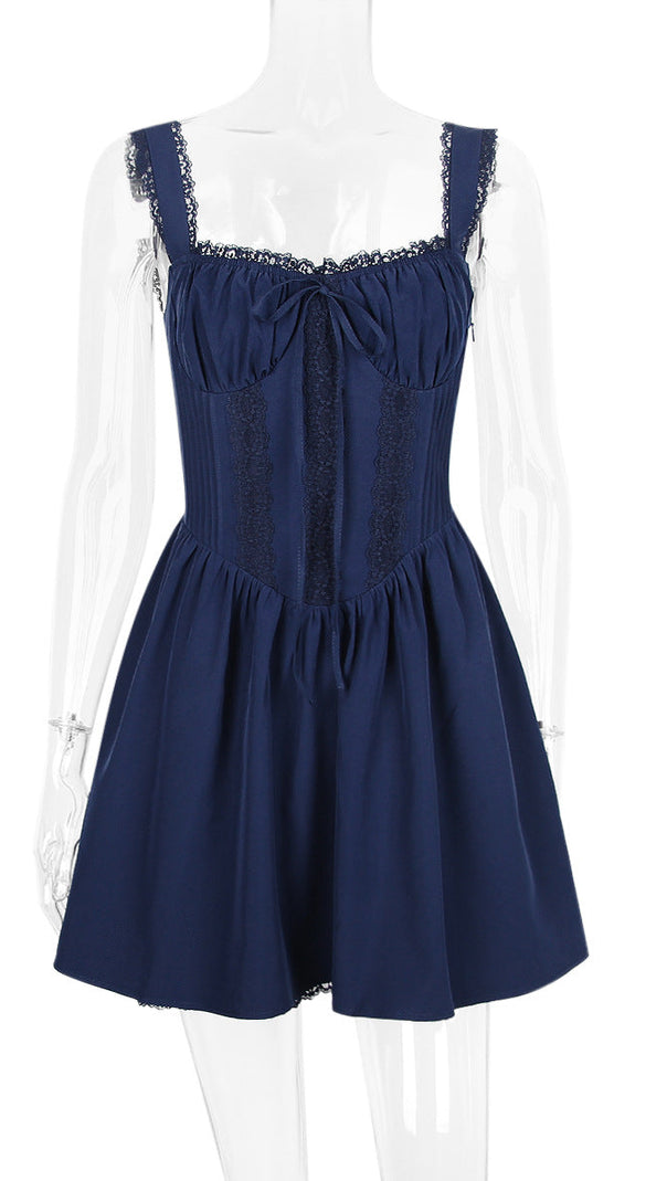 MINI ABITO CON CORSETTO IN PIZZO BIANCO 