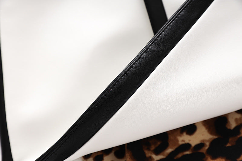 PU LEATHER RHINESTONE BOTTOM BLAZER IN WHITE