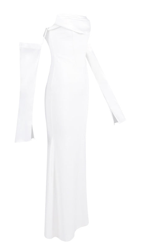 ABITO BIANCO A MANICHE LUNGHE CON SPALLE SCOPERTE