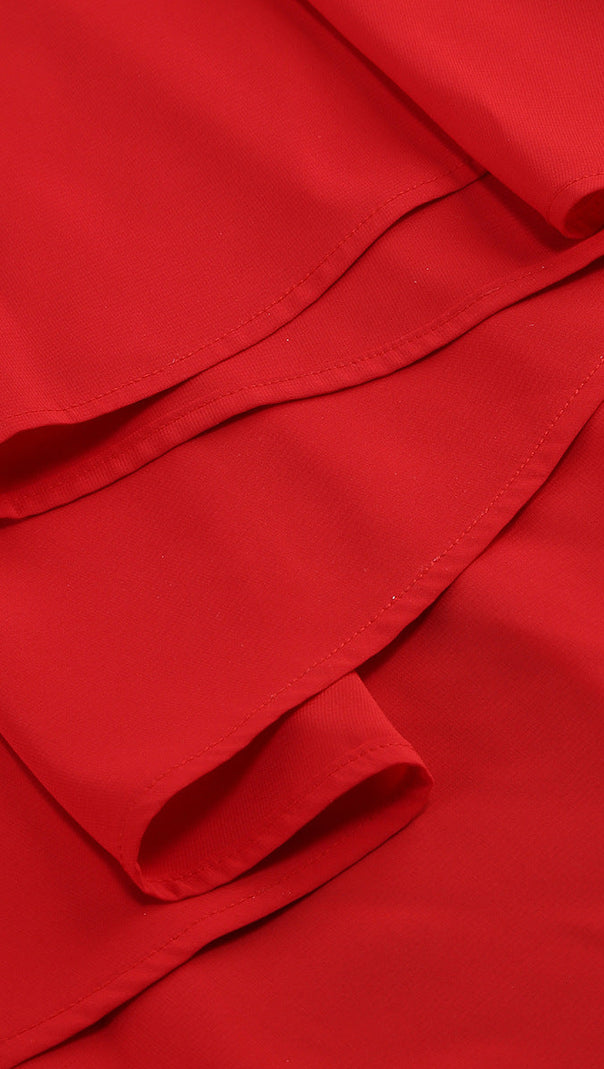 AIIZIE WINIFRED 3D FLOWER STRAP MAXI DRESS IN RED - product image
