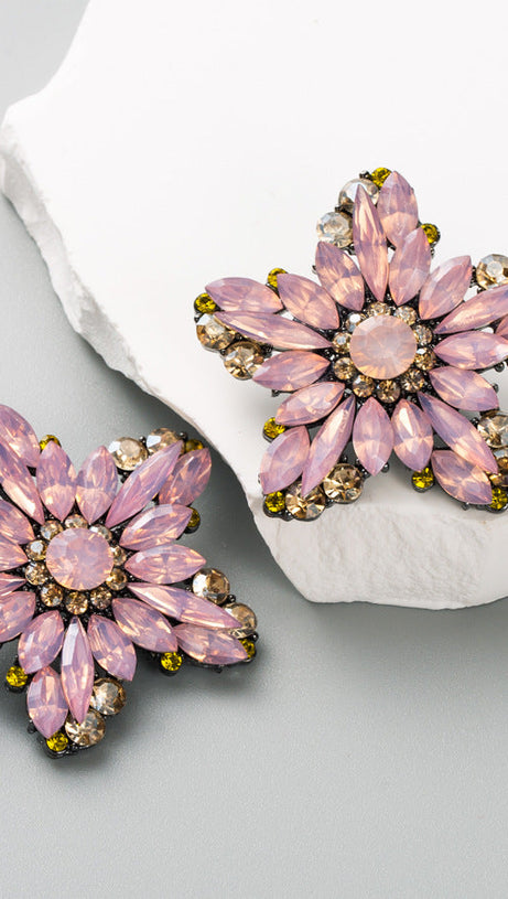 FLOWER RHINESTONE EARRINGS
