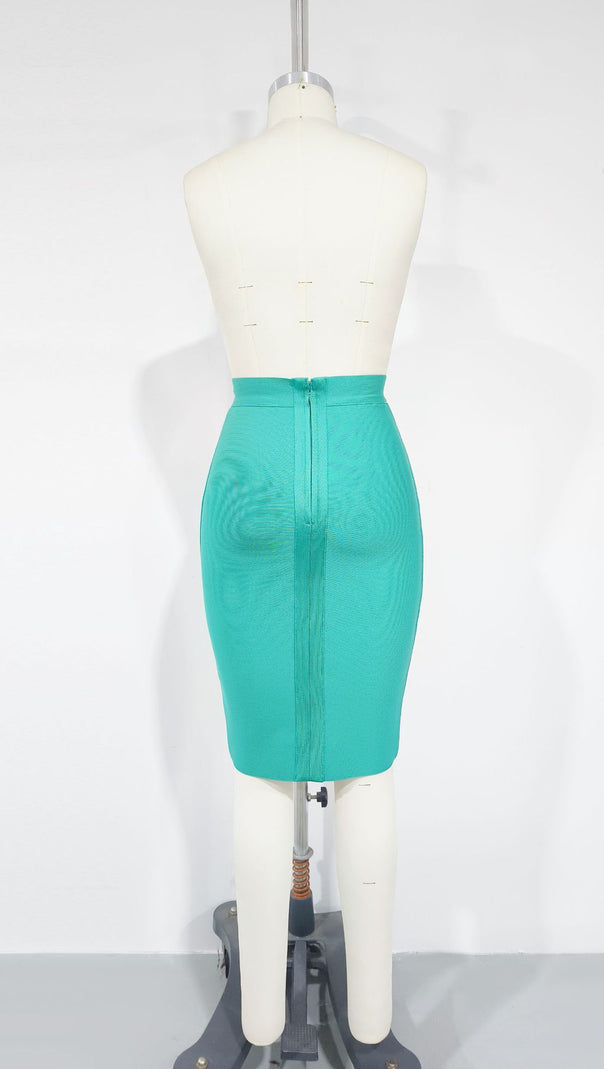 AIIZIE MINT GREEN KNITTED MIDI SKIRT - product image