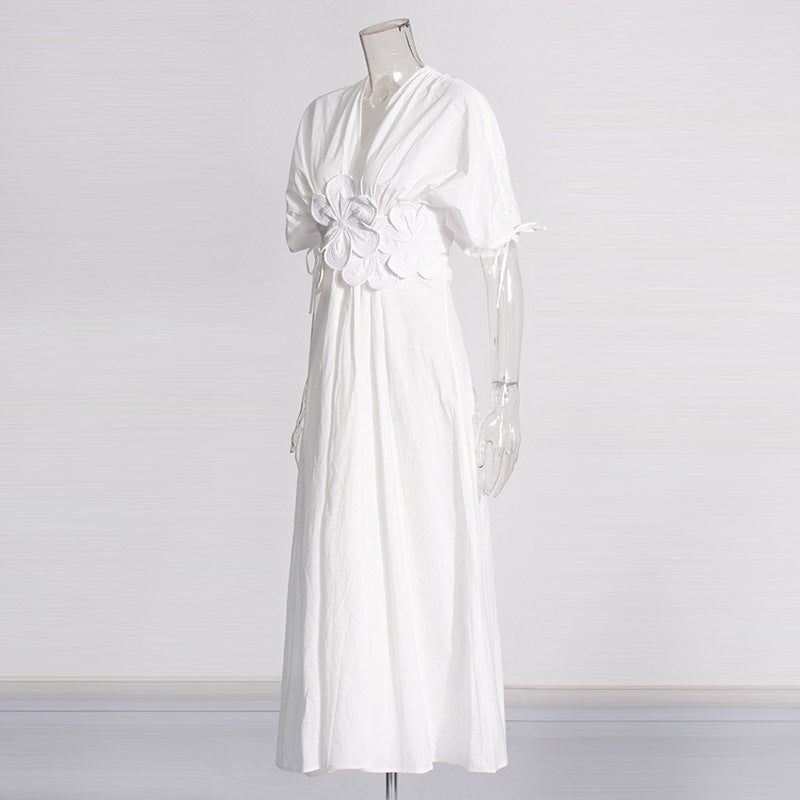 PATCHWORK APPLIQUES MIDI DRESS