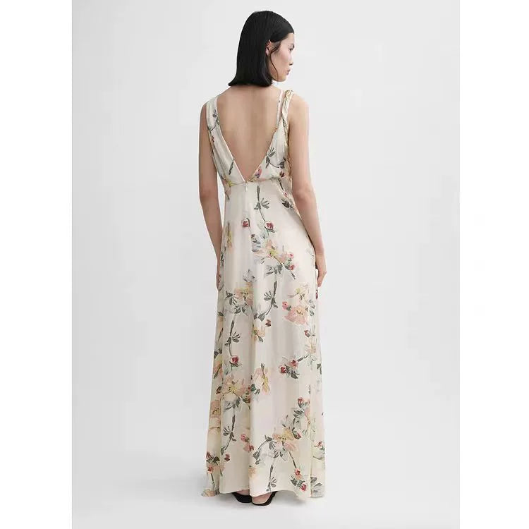 FLORAL DRAPED MAXI DRESS