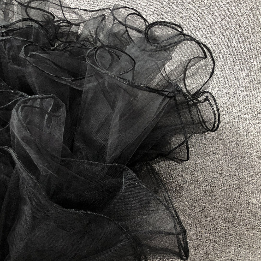 AIIZIE STRAPLESS RUFFLED ORGANZA CORSET MINI DRESS IN BLACK - product image