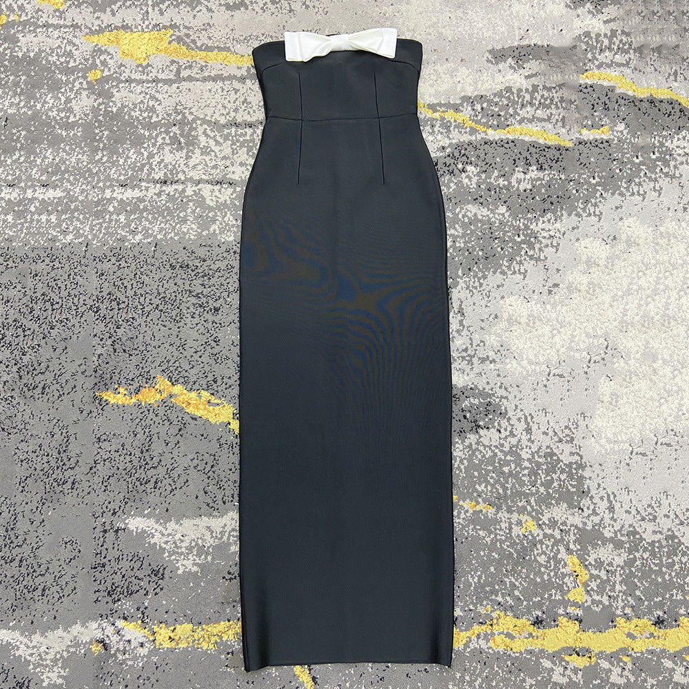 AIIZIE BOW-EMBELLISHED MIDI DRESS IN BLACK - product image
