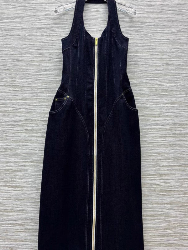 DENIM PATCHWORK LONG DRESS