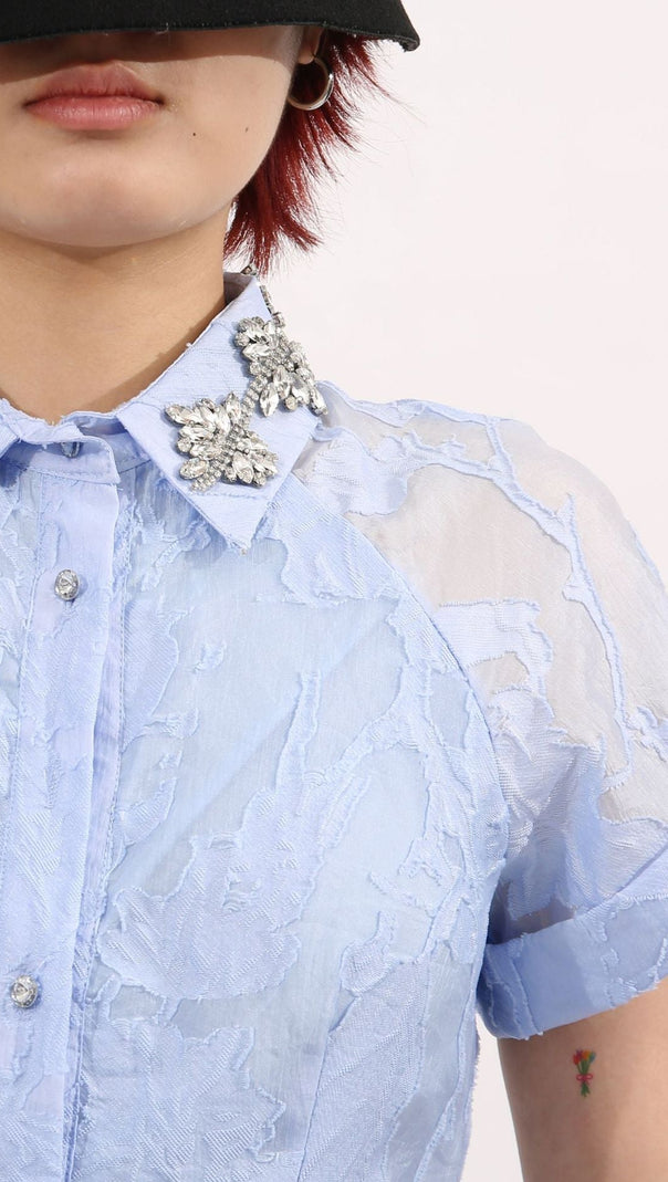 AIIZIE DAISY CRYSTAL EMBELLISHED MIDI DRESS IN BLUE - product image