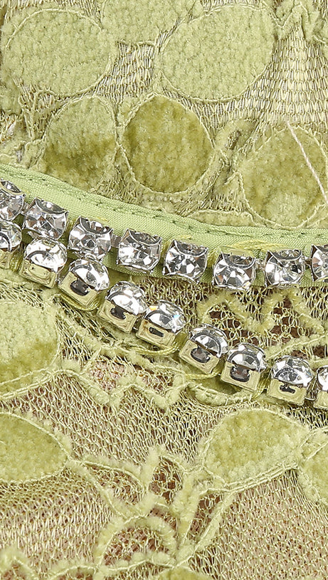 Grüne Midikleider mit Spitze und Kristallen