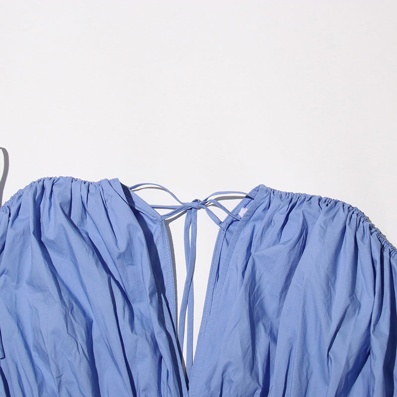 ABITO MIDI CON APPLICAZIONI PATCHWORK BLU