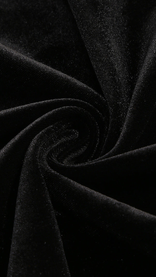 AIIZIE VELVET CRYSTAL EMBELLISHED MAXI DRESS IN BLACK - product image