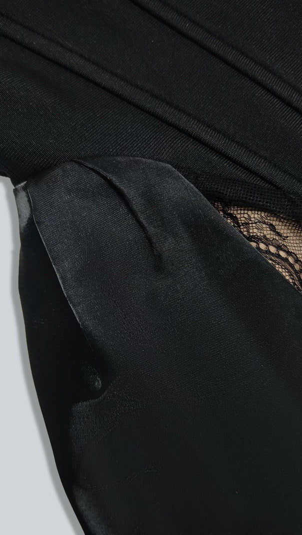 AIIZIE PEARL LACE CORSET DRESS BLACK MINI DRESS - product image