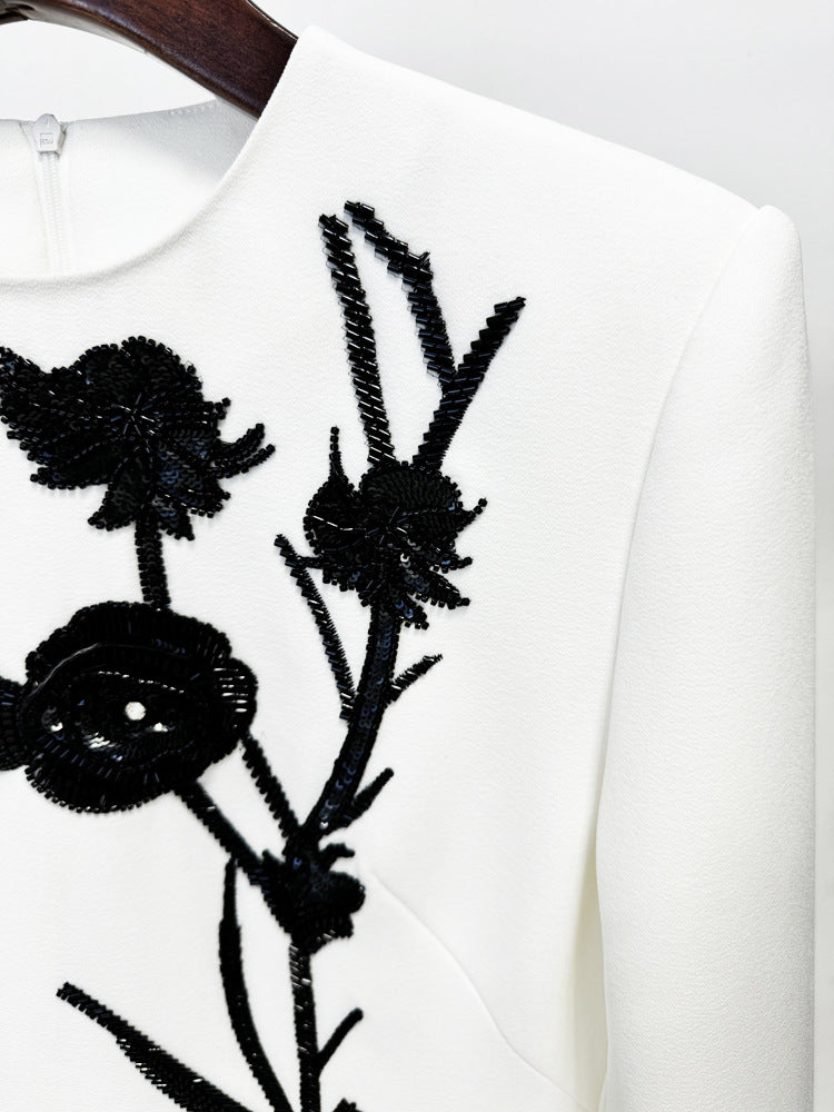 AIIZIE HELEN FLOWER EMBELLISHED MINI DRESS IN WHITE - product image