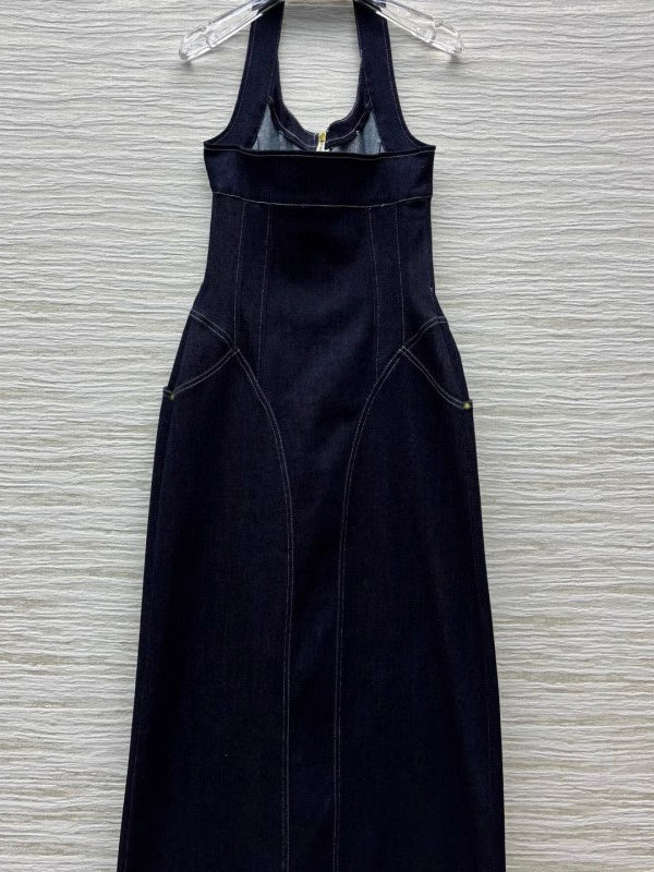 DENIM PATCHWORK LONG DRESS