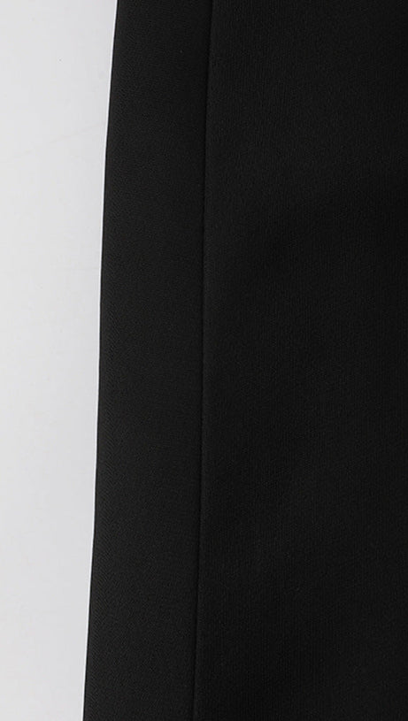 ARLENE BLACK LONG SLEEVED CUT OUT SILK TAFFETA MIDI DRESS