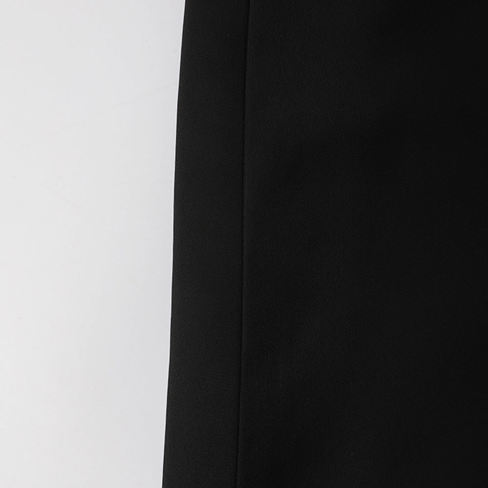 AIIZIE ARLENE BLACK LONG SLEEVED CUT OUT SILK TAFFETA MIDI DRESS - product image