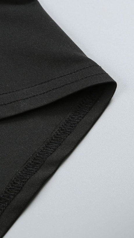 BERNICE LONG SLEEVE DRAPED EMBELLISHED MAXI DRESS IN BLACK