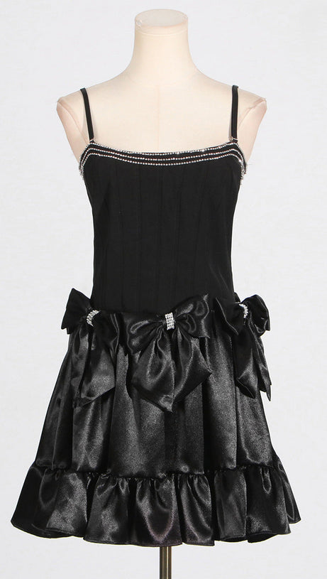 DIAMOND BOW MINI DRESS IN BLACK