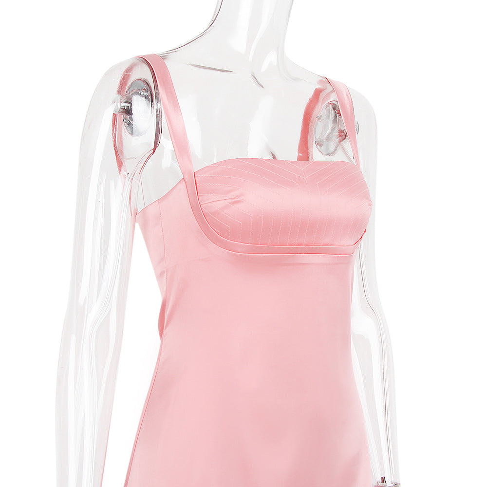 AIIZIE PINK SATIN MINI DRESS - product image