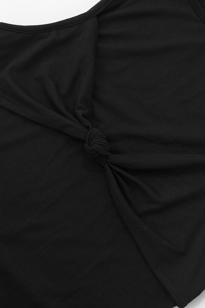AIIZIE BLACK SLEEVELESS WITH TWISTED DRAPED RIBBONS MINI DRESS - product image