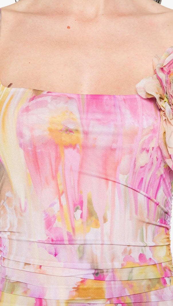 AIIZIE MOLLY FLORAL APPLIQUÉ PRINT MAXI DRESS IN PINK - product image