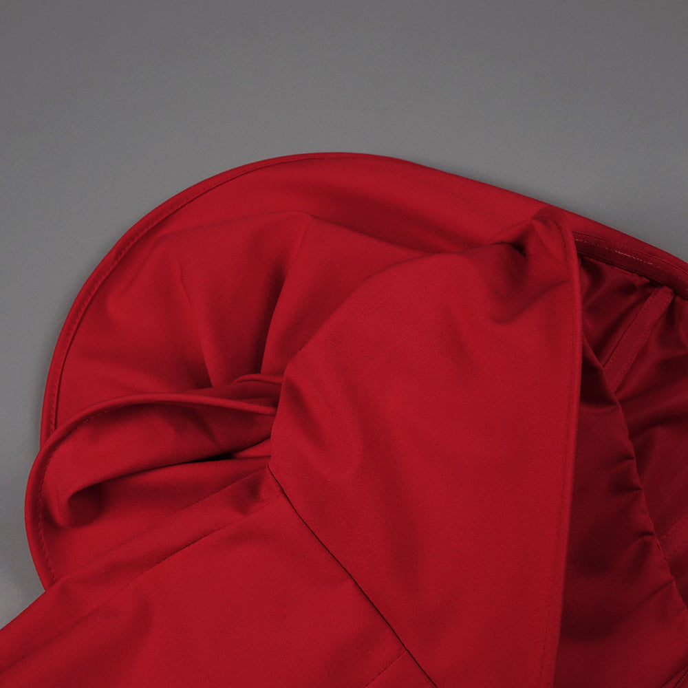 AIIZIE SCULPTURAL ROSE MINI DRESS IN RED - product image