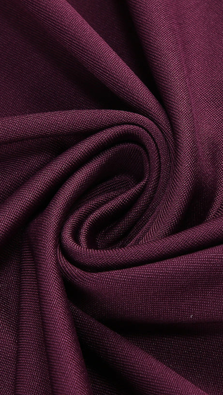 PURPLE RED HALTER NECK LACE - BACK MAXI DRESS WITH GLOVES