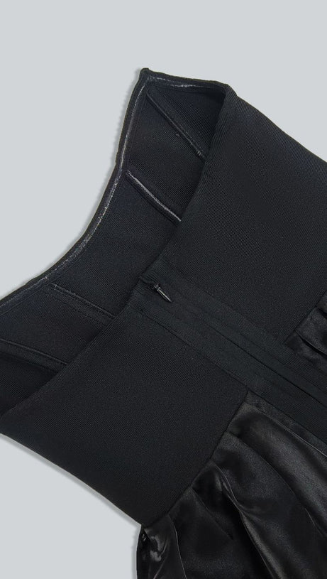 Perlenspitze Korsettkleid SCHWARZES Minikleid