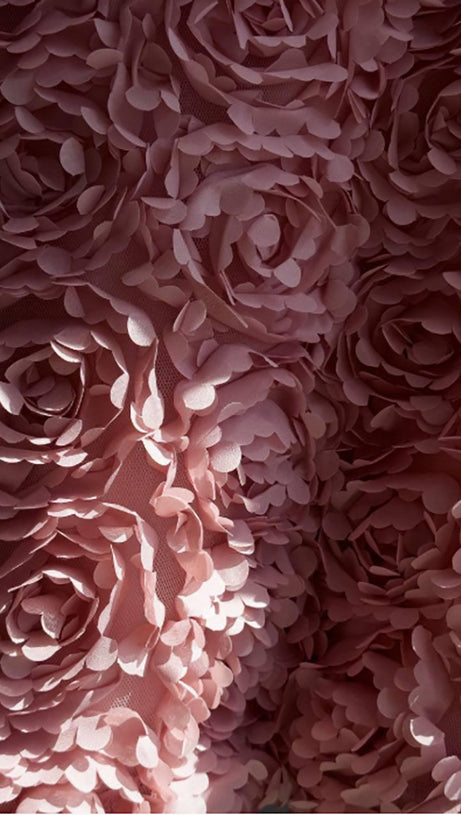 MINI ABITO SENZA MANICHE CON FIORI 3D ROSA