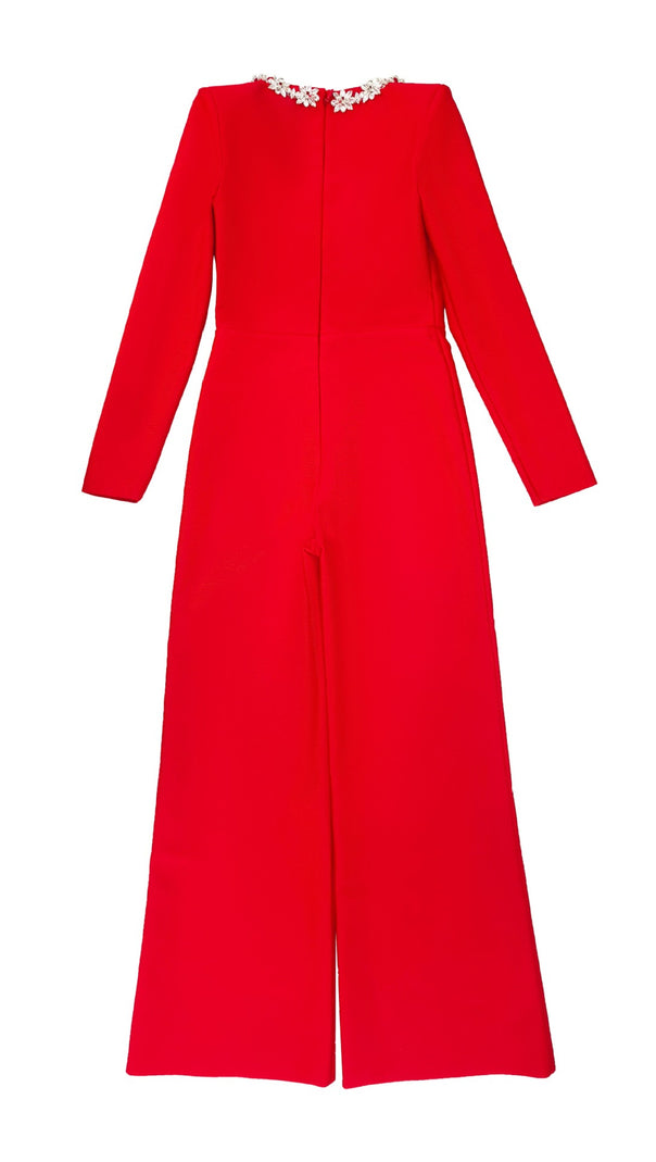 AIIZIE RED LONG - SLEEVED JUMPSUIT WITH WIDE - LEG PANTS - product image